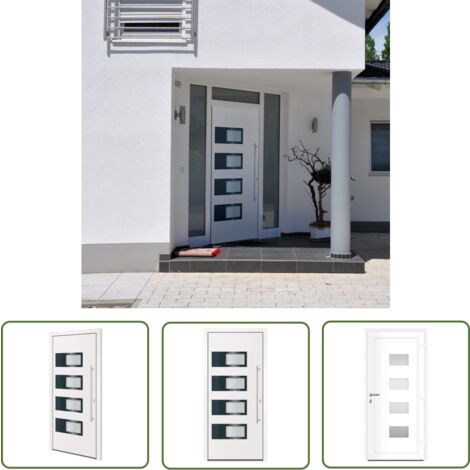The Living Store Haustür Weiß 100x210 cm Aluminium und PVC - Haustür - Eingangstür - Alutür - PVC-Tür - Sicherheitshaussicherung