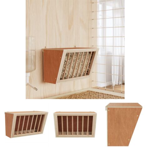 The Living Store Heuraufe für Kaninchen 37x18,5x23 cm Massivholz Tanne - Futter- & Wasserspender