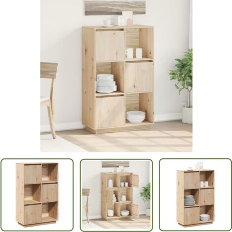 The Living Store Highboard 74x35x117 cm Massivholz Kiefer - Massivholzmöbel - Kiefernholz Sideboard - Wohnzimmer Dekoration - Regal - Aufbewahrungsideen