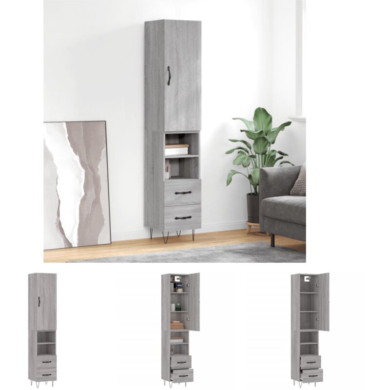 Vidaxl The Living Store Highboard Grau Sonoma 34, 5x34x180 Cm Holzwerkstoff - Sideboards