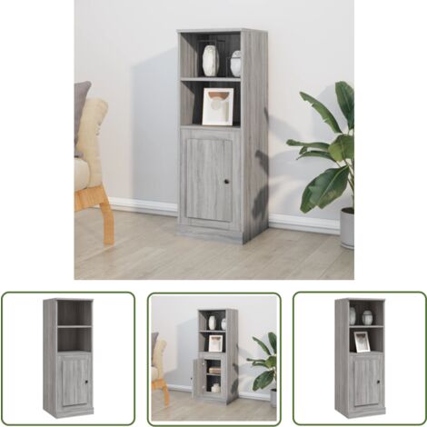 The Living Store Highboard Grau Sonoma 36x35,5x103,5 cm Holzwerkstoff - Sideboard - Hochschrank - Wohnzimmermöbel - Grau - Holzwerkstoff