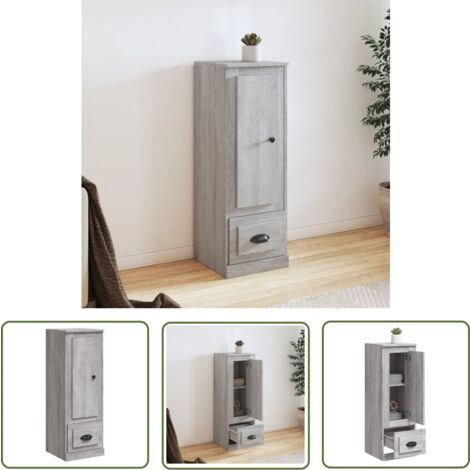 The Living Store Highboard Grau Sonoma 36x35,5x103,5 cm Holzwerkstoff - Sideboard - Hochschrank - Wohnzimmermöbel - Grau - Holzwerkstoff
