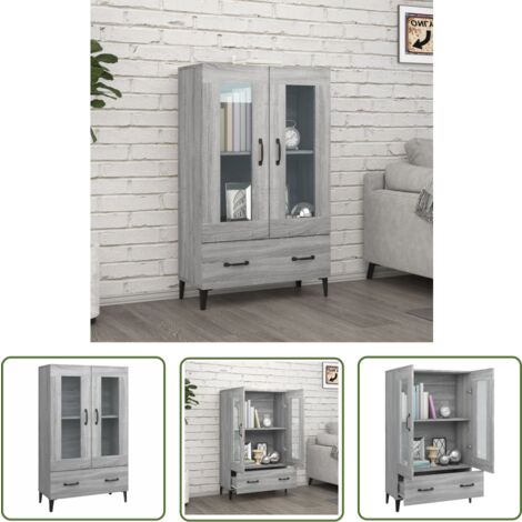 The Living Store Highboard Grau Sonoma 70x31x115 cm Holzwerkstoff - Sideboard - Hochschrank - Wohnraumgestaltung - Holz Sideboard - Grau