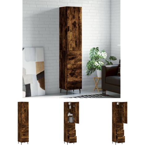 The Living Store Highboard Räuchereiche 34,5x34x180 cm Holzwerkstoff - Sideboards