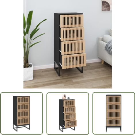 The Living Store Highboard Schwarz 40x30x95 cm Holzwerkstoff - Sideboard - Hochschrank - Wohnzimmermöbel - Schwarz - Holzmöbel