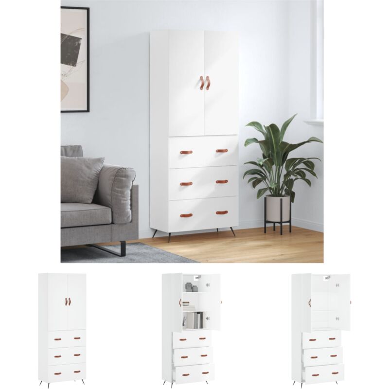 The Living Store Stauraum - Vidaxl Highboard Weiß 69, 5x34x180 Cm Holzwerkstoff - Wohnzimmer