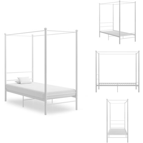 The Living Store Himmelbett Weiß Metall 90x200 cm - Metallbett