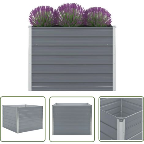 The Living Store Hochbeet 100 x 100 x 77 cm Verzinkter Stahl Grau - Hochbeet - Stahlhochbeet - Gartenhochbeet - Balkonhochbeet - Gemüsegarten