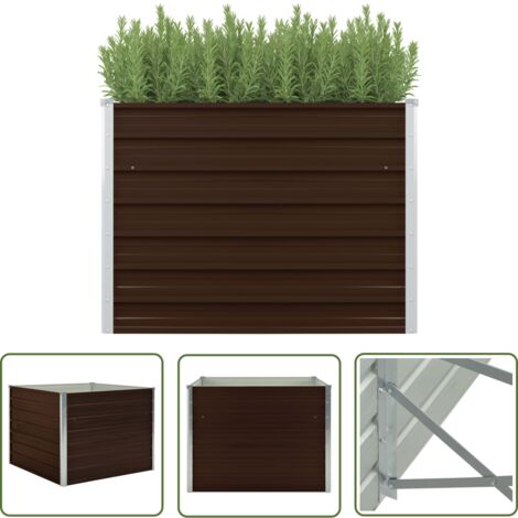 The Living Store Hochbeet Braun 100 x 100 x 77 cm Verzinkter Stahl - Hochbeet - Pflanzkasten - Gartenbeeten - Balkonpflanzen - Zierpflanzen
