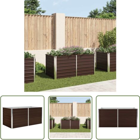 The Living Store Hochbeet Braun 160 x 80 x 77 cm Verzinkter Stahl - Hochbeet - Blumentopf - Gartenmöbel - Terrassenbepflanzung - Balkongarten