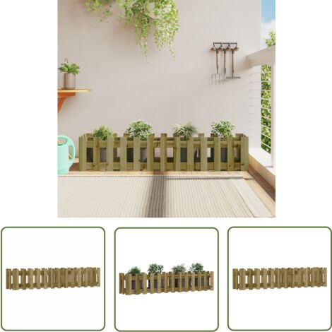 The Living Store Hochbeet Lattenzaun-Design 150x30x30 cm Kiefernholz Imprägniert - Holz Hochbeet - Kiefernholz Hochbeet - Imprägniertes Holz - Gartengefäß - Blumenerde
