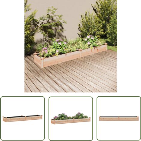 The Living Store Hochbeet mit Einsatz 240x45x25 cm Massivholz Tanne - Holz Hochbeet - Tannenzapfen Hochbeet - Gartengemüse Bed - Gemüsegarten - Balkonpflanzen