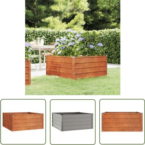 The Living Store Hochbeet Rostig 100x100x45 cm Cortenstahl - Cortenstahl Hochbeet - Gartengefäß - Rostoptik - Balkonbepflanzung - Pflanzenbehälter