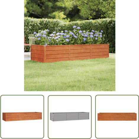 The Living Store Hochbeet Rostig 240x80x45 cm Cortenstahl - Cortenstahl Hochbeet - Gartengeräte - Balkonbepflanzung - Pflanzenbehälter - Rostoptik