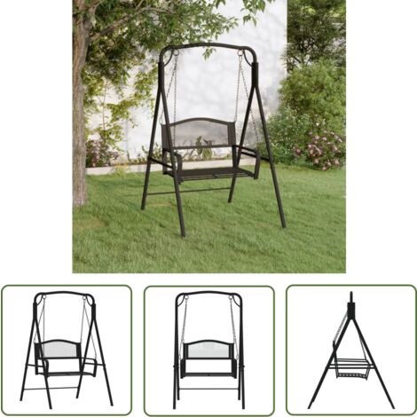 The Living Store Hollywoodschaukel 124 cm Schwarz Stahl - Gartenschaukel - Metallgartenmöbel - Outdoor Möbel - Gartenbank - Schaukelstuhl