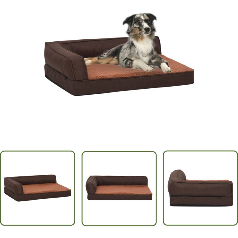 Matelas de lit ergonomique de chien 60x42 cm Polaire aspect lin - Matelas Pour Chien - Lit Pour Chien - Couchage Pour Chien - Panier Pour Chien