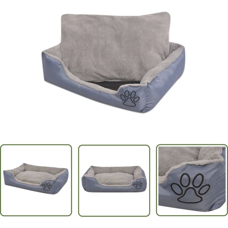 The Living Store Lit pour chiens avec coussin rembourré Taille L Gris - Panier Pour Chien - Lit Pour Chien - Couchage Chien - Accessoire Chien