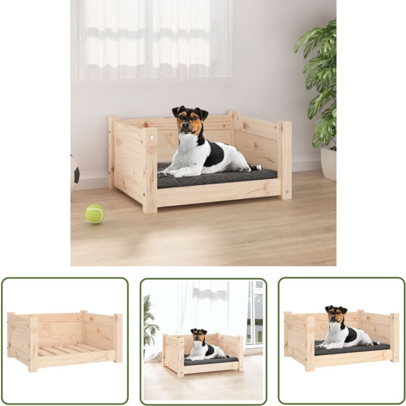 The Living Store - Lit pour chien 55,5x45,5x28 cm Bois massif de pin - Panier Pour Chien - Lit Pour Chien - Maison Pour Chien - Couchage Chien