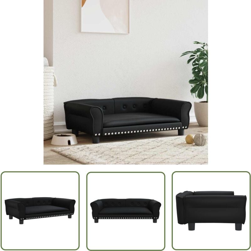 Lit pour chien noir 95x55x30 cm similicuir - Panier Pour Chien - Lit Pour Chien - Canapé Pour Chien - Coussin Pour Chien - Accessoires Pour Chien