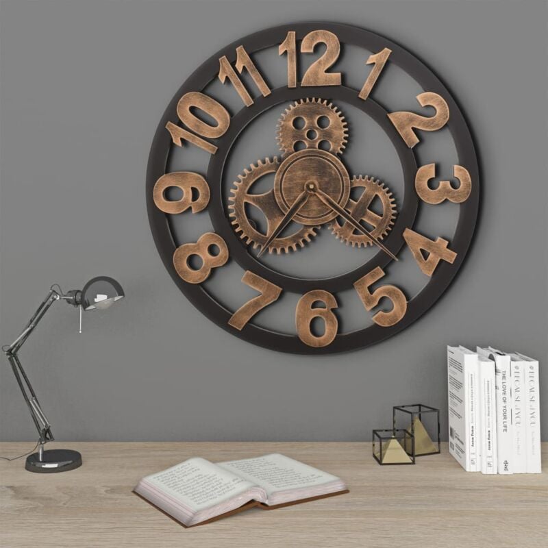 The Living Store - Horloge murale Métal 58 cm Doré et noir Or