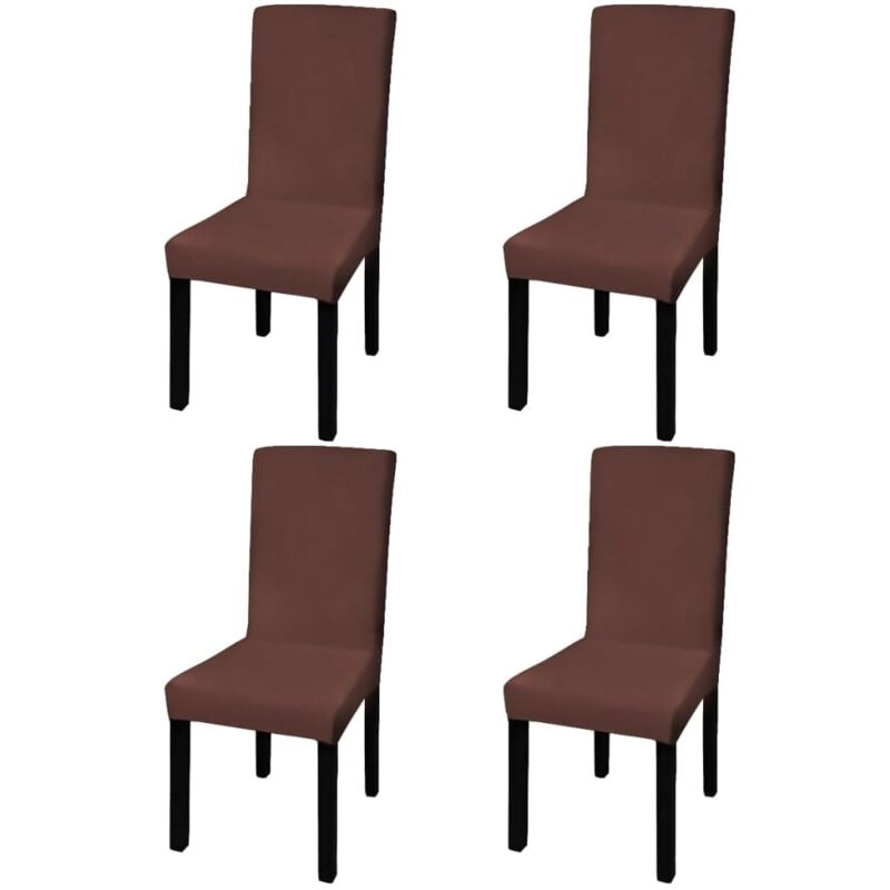 The Living Store - Housse de chaise droite extensible 4 pcs marron Brun