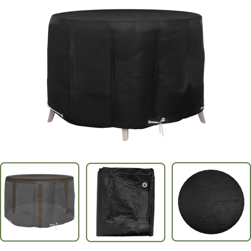 The Living Store - Housse pour meubles de jardin 6 œillets Ø125x75 cm rond - Housses De Meubles D'extérieur - Housse De Protection Mobilier Extérieur