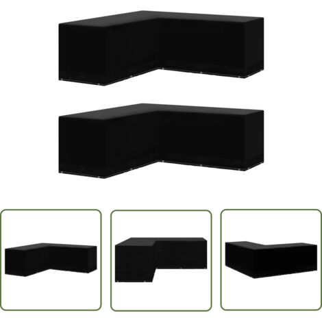 The Living Store Housses de salon de jardin 2pcs Forme L 12 œillets 250x250x90cm - Housse De Jardin - Housse De Meubles De Jardin - Protection Meubles Extérieur - Housses Rotin - Housse Anti Uv