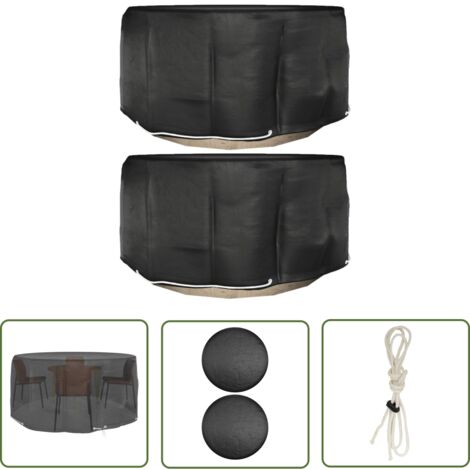 The Living Store Housses pour meubles de jardin 2 pcs 10 œillets Ø230x90 cm rond - Housse De Jardin - Housse De Mobilier Extérieur - Protection Meubles Jardin - Housse Rotin - Imperméable