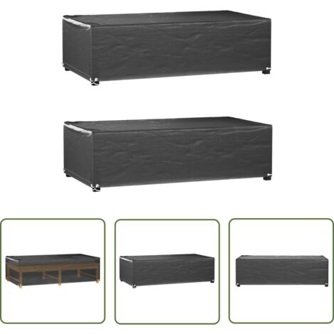 The Living Store Housses salon de jardin 2pcs 8œillets 125x70x35cm rectangulaire - Housse De Mobilier De Jardin - Housse Extérieure - Protection Meubles Jardin - Housse Rotin - Imperméable