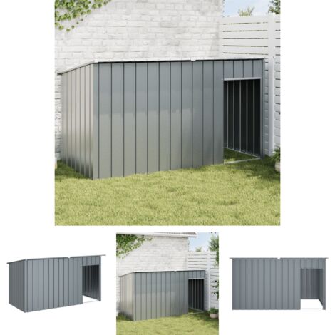 The Living Store Hundehütte mit Dach Anthrazit 196x91x110 cm Verzinkter Stahl - Hundehütten