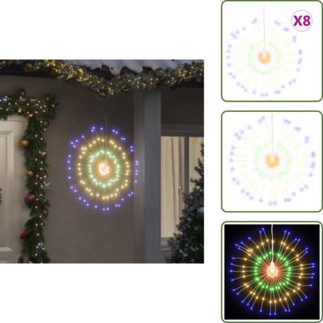 The Living Store Illuminazioni di Natale Galassia 140 LED 8pz Multicolore 17 cm - Luci di Natale