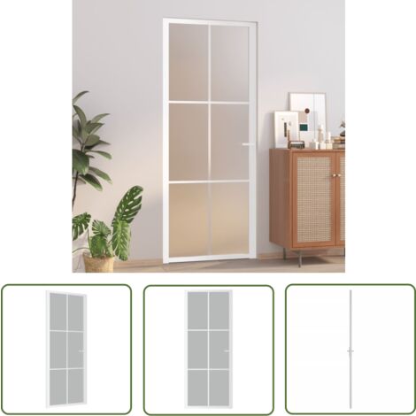 The Living Store Innentür 83x201,5 cm Weiß Mattglas und Aluminium - Innentür - Glastür - Moderner Tür - Weiße Tür - Aluminiumtür