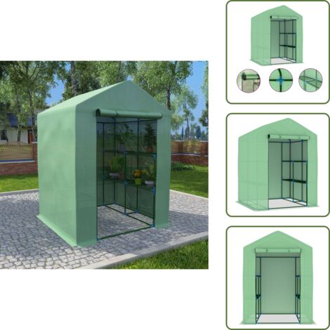 The Living Store Invernadero con estantes acero 143x143x195 cm - Invernadero de acero