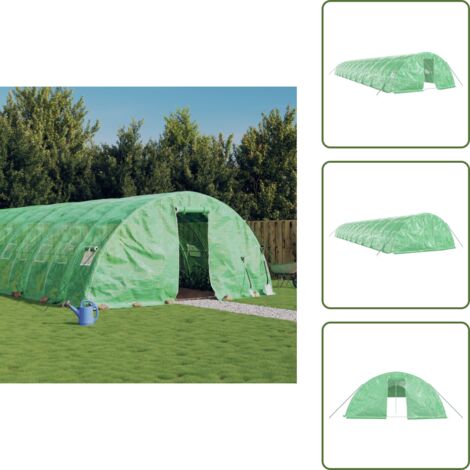 The Living Store Invernadero con estructura de acero verde 100 m² 20x5x2,3 m - Invernadero de acero