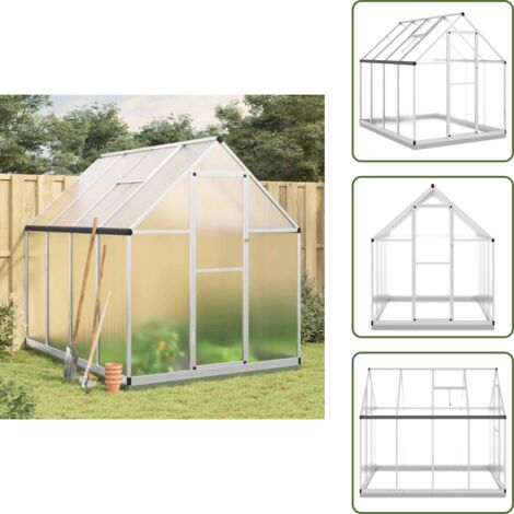 The Living Store Invernadero con marco base aluminio plateado 224x169x202 cm - Invernadero con puerta