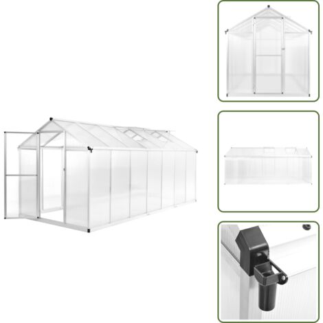The Living Store Invernadero de aluminio 421x190x195 cm 15,6 m³ - Invernadero de policarbonato
