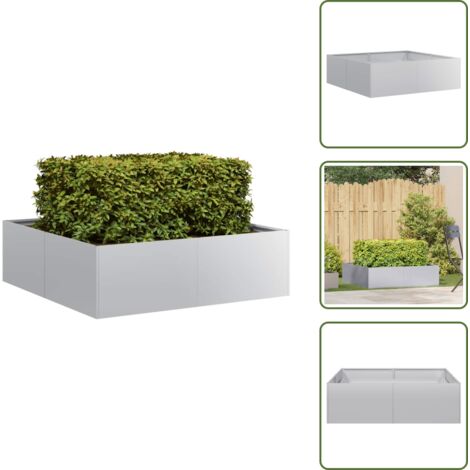 The Living Store Jardinera 100x100x30 cm de acero galvanizado - Jardín