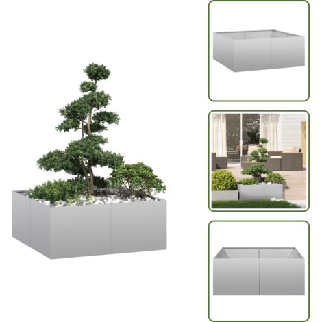 The Living Store Jardinera 100x100x40 cm de acero galvanizado - Jardín