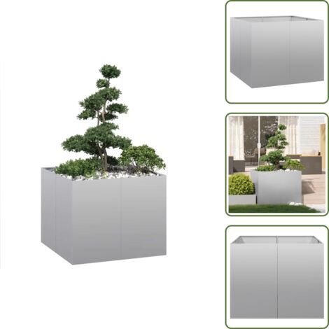 The Living Store Jardinera 100x100x80 cm de acero galvanizado - Jardín