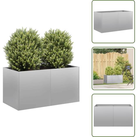 The Living Store Jardinera 80x40x40 cm de acero galvanizado - Jardín