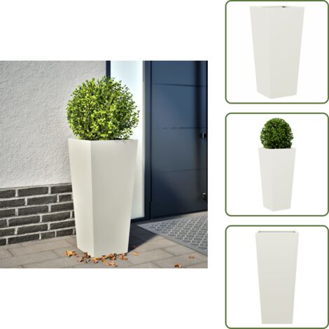 The Living Store Jardinera acero blanca 35x35x75 cm - Macetero