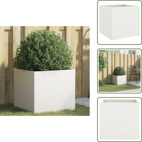 The Living Store Jardinera acero blanco 42x40x39 cm - Jardinera decorativa