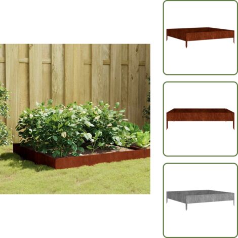 The Living Store Jardinera acero corten 100x100x26 cm - Acero corten decorativo