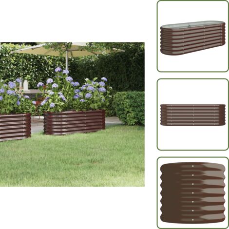 The Living Store Jardinera acero galvanizado marrón 114x40x36 cm - Maceta de metal