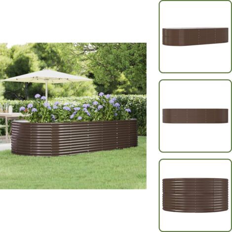The Living Store Jardinera acero galvanizado marrón 291x140x68 cm - Jardín