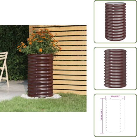The Living Store Jardinera acero galvanizado marrón 40x40x68cm - Maceta de acero galvanizado