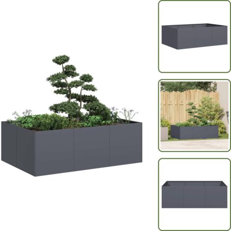 The Living Store Jardinera acero gris antracita 120x80x40 cm - Jardín