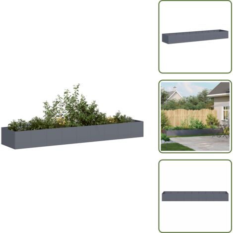 The Living Store Jardinera acero gris antracita 360x80x40 cm - Jardín