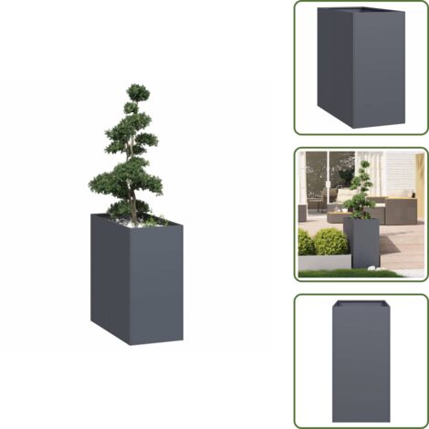 The Living Store Jardinera acero gris antracita 40x80x80 cm - Jardín