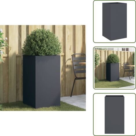 The Living Store Jardinera acero gris antracita 42x38x75 cm - Maceta decorativa